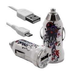 Chargeur voiture allume cigare USB avec câble data HF12 pour Sony Ericsson : Xperia PLAY / Xperia X10 / Xperia X10 mini / Xperi
