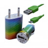 Chargeur maison + allume cigare USB + câble data CV13 pour Alcatel : One Touch 838 /One Touch 903/ One Touch 910 / One Touch 91