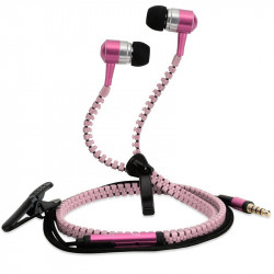 Ecouteurs Filaire Kit Mains Libres Style Zip rose pour Logicom Le Up