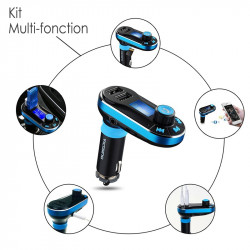 Kit Mains Libres Bluetooth Voiture Bleu pour Logicom Le Lift