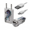 Chargeur maison + allume cigare USB + câble data HF01 pour BlackBerry : 8220 Pearl Flip / 8520 Curve / 8900 Curve / 9300 Curve 