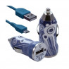 Chargeur maison + allume cigare USB + câble data CV07 pour BlackBerry : 8220 Pearl Flip / 8520 Curve / 8900 Curve / 9300 Curve 