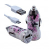 Chargeur maison + allume cigare USB + câble data CV14 pour HTC : 7 Mozart / 8S Windows Phone / 8X Windows Phone / Desire / Desi