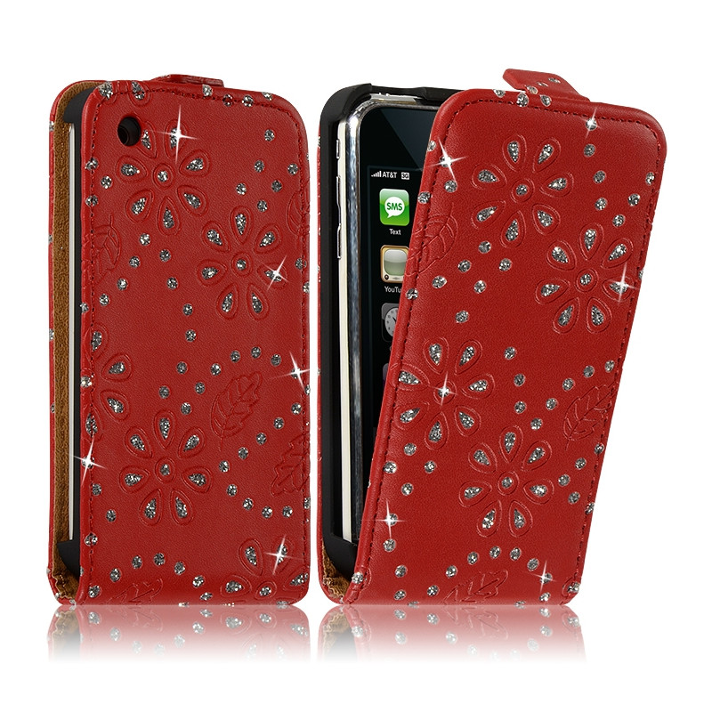 Housse Coque Etui pour Apple iPhone 3G/3GS Style Diamant Couleur Rouge