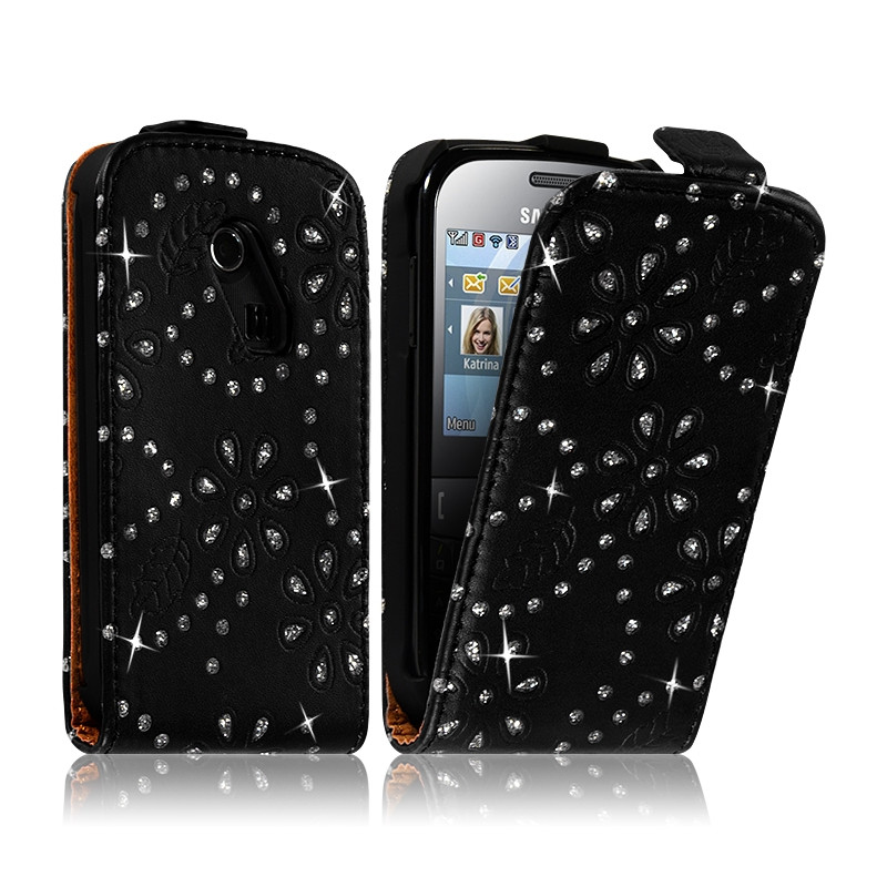 Housse Coque Etui pour Samsung Chat 335 Style Diamant Couleur Noir
