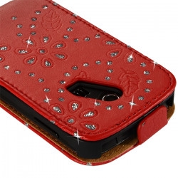 Housse Coque Etui pour Samsung Chat 335 Style Diamant Couleur Rouge