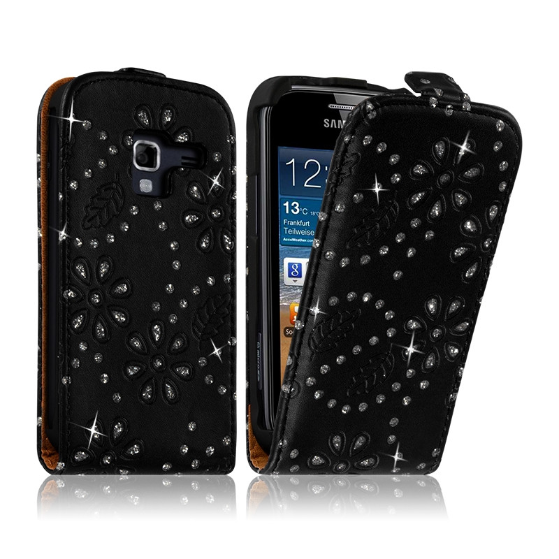 Housse Coque Etui pour Samsung Galaxy Ace 2 Style Diamant Couleur Noir