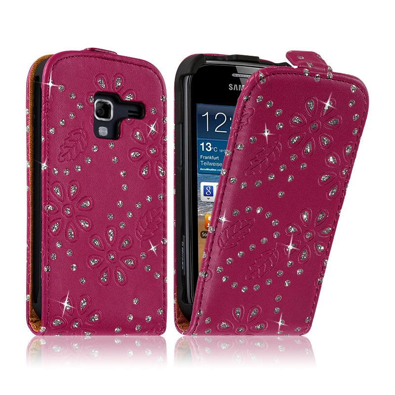 Housse Coque Etui pour Samsung Galaxy Ace 2 Style Diamant Couleur Rose Fushia