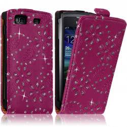 Housse Coque Etui pour Samsung Wave 3 Style Diamant Couleur Rose Fushia