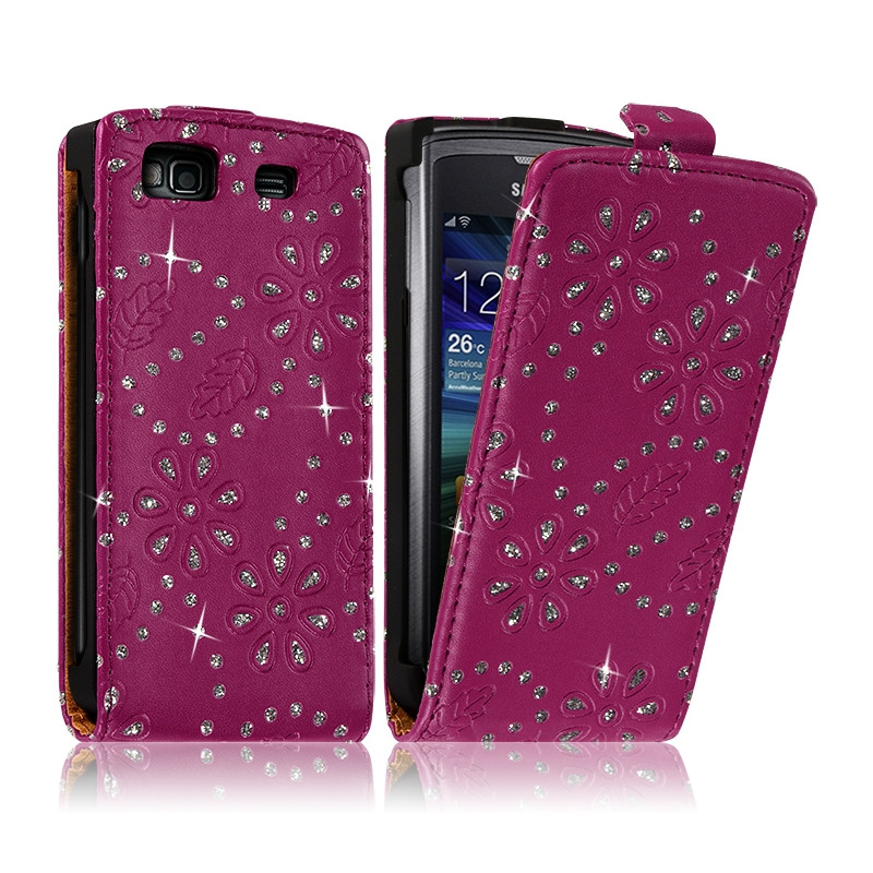 Housse Coque Etui pour Samsung Wave 3 Style Diamant Couleur Rose Fushia