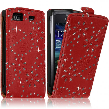 Housse Coque Etui pour Samsung Wave 3 Style Diamant Couleur Rouge