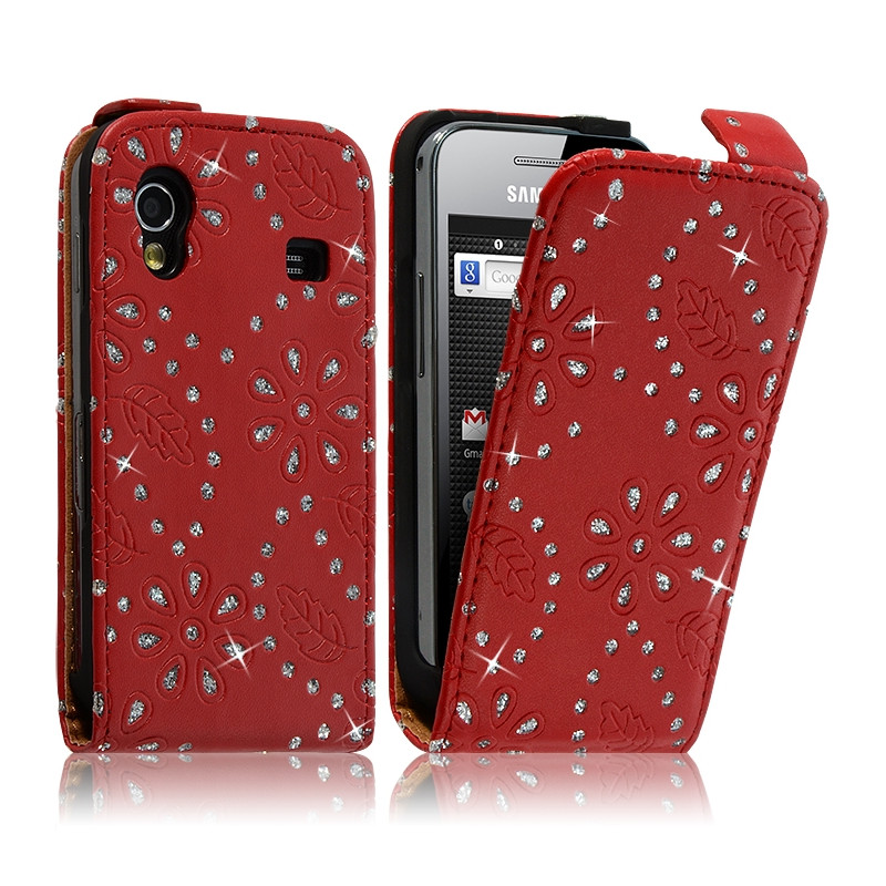 Housse Coque Etui pour Samsung Galaxy Ace  Style Diamant Couleur Rouge