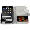 Housse coque étui portefeuille pour Samsung Galaxy Ace avec Motif Fleurs Blanc