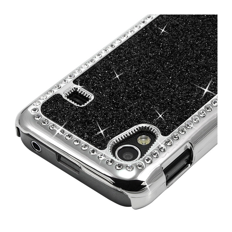 Housse Etui Coque Rigide pour Samsung Galaxy Ace Style Paillette aux Diamants Couleur Noir