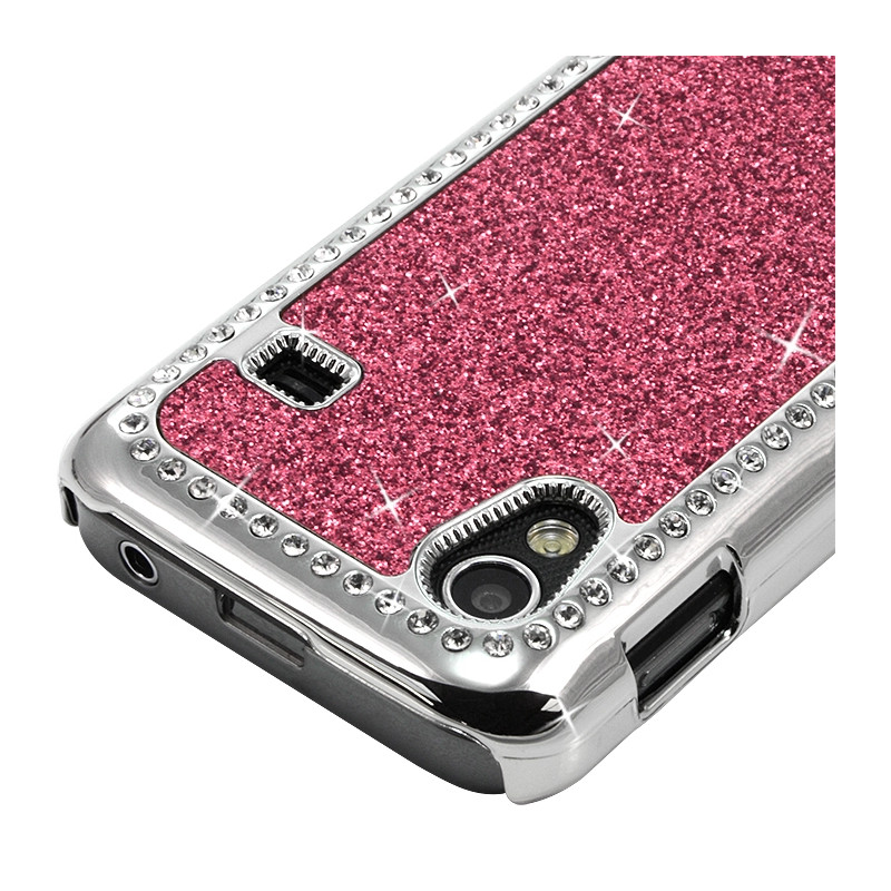 Housse Etui Coque Rigide pour Samsung Galaxy Ace Style Paillette aux Diamants Couleur Rose