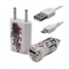 Chargeur maison + allume cigare USB + câble data HF12 pour Sony Ericsson : Xperia PLAY / Xperia X10 / Xperia X10 mini / Xperia 