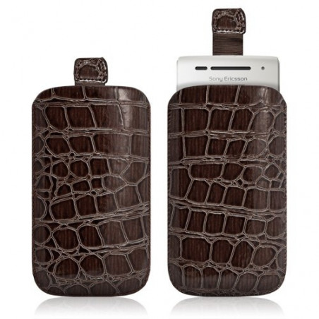 Housse coque étui pochette style croco pour Sony Ericsson Xperia x8