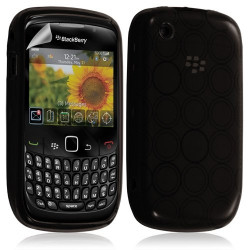 Housse coque étui en gel pour BlackBerry Curve 8520 motif cercle couleur noir translucide + Film protecteur