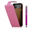 Housse coque étui gaufré pour Samsung Galaxy S i9000 couleur rose + Stylet luxe