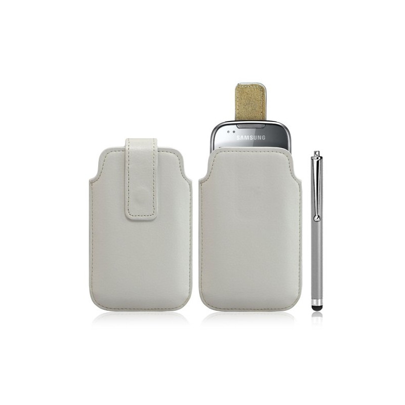 Housse coque étui pochette blanc pour Samsung Galaxy Naos i5801 + Stylet