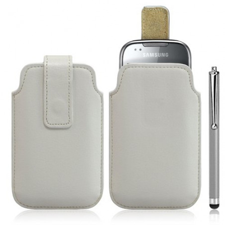 Housse coque étui pochette blanc pour Samsung Galaxy Naos i5801 + Stylet