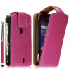 Housse coque étui pour Sony Ericsson Xperia Kyno motif gaufré couleur rose fuschia + stylet luxe + film protecteur