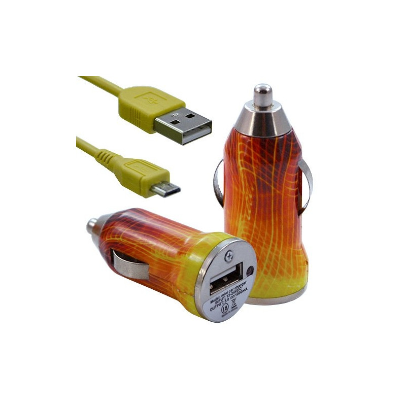 Chargeur voiture allume cigare USB avec câble data avec motif CV05 pour Sony : Xperia J / Xperia P / Xperia S / Xperia T / Xper