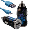 Chargeur voiture allume cigare USB avec câble data avec motif HF16 pour Samsung : Galaxy Y S5360 / Wave Y S5380 / Player 5 S556