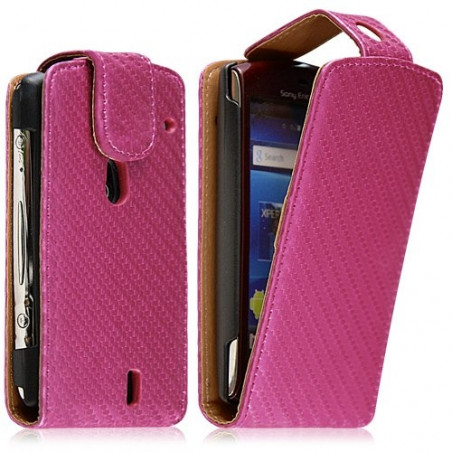 Housse coque étui pour Sony Ericsson Xperia Kyno motif gaufré couleur rose fuschia + film protecteur