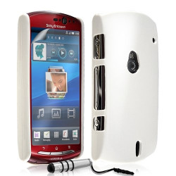 Housse Étui Coque Rigide Brillante Pour Sony Ericsson Xperia Kyno Couleur Blanc nacré + Stylet + Film Écran