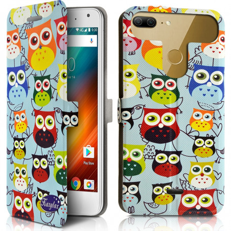 Etui Coque à Rabat et Porte Carte motif SC04 pour Wiko Rainbow 4G + Film de Protection