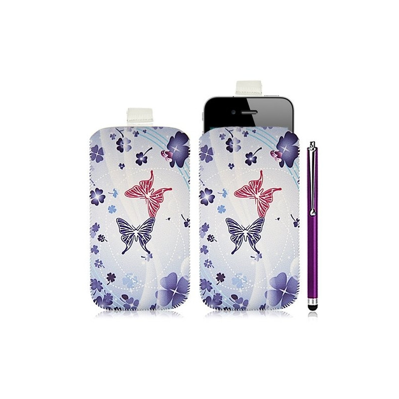 Housse coque étui pochette pour Apple Iphone 4/4S avec motif HF06 + Stylet luxe