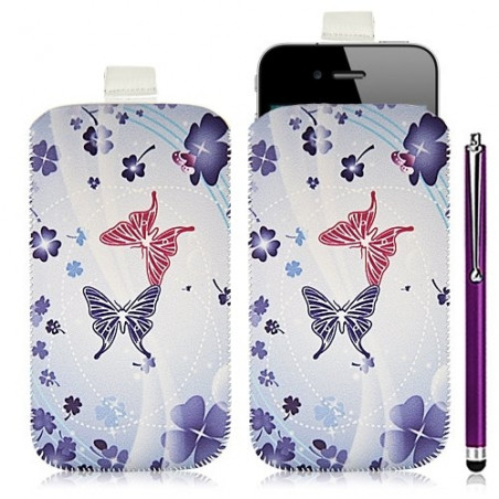 Housse coque étui pochette pour Apple Iphone 4/4S avec motif HF06 + Stylet luxe