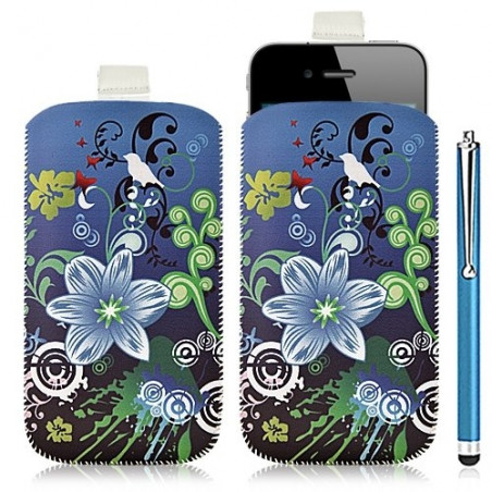 Housse coque étui pochette pour Apple Iphone 4/4S avec motif HF09 + Stylet luxe