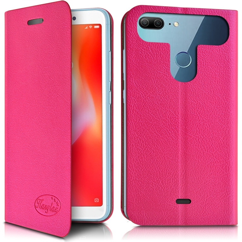 Etui Coque à Rabat Fonction Support Couleur Rose Fushia pour Wiko Rainbow 4G + Film de Protection