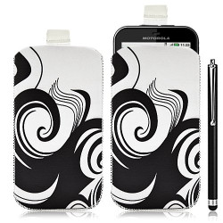 Housse coque étui pochette pour Motorola Defy avec motif HF04 + Stylet luxe