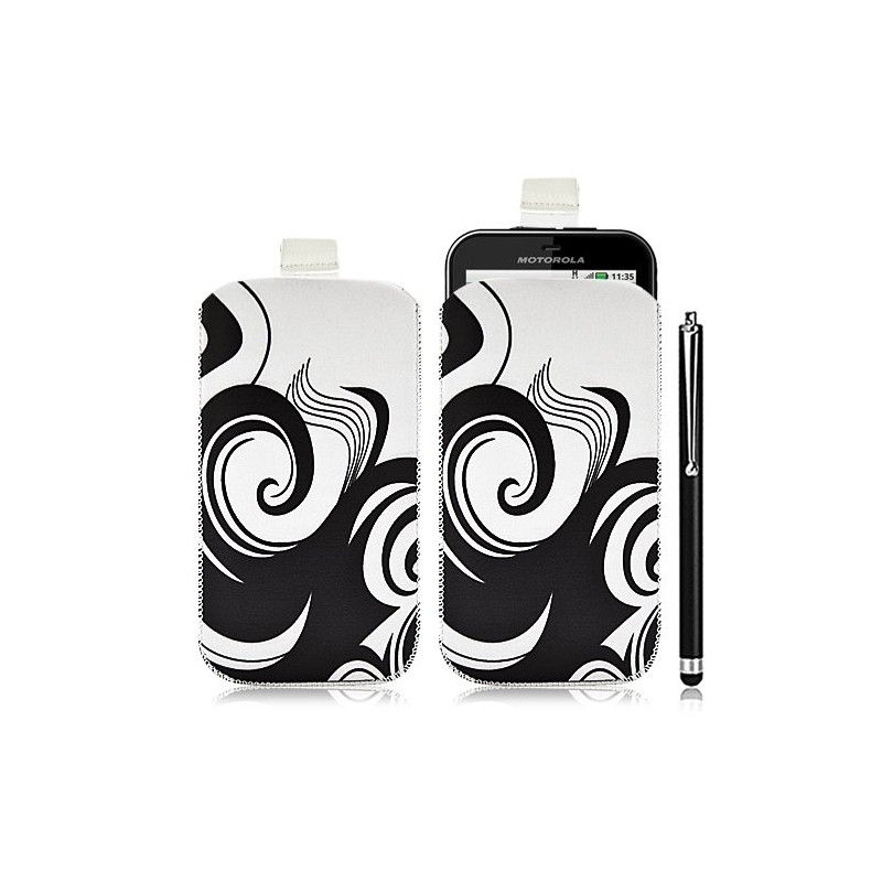 Housse coque étui pochette pour Motorola Defy avec motif HF04 + Stylet luxe