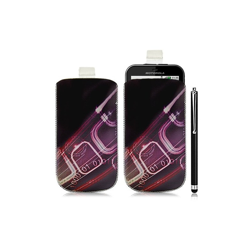 Housse coque étui pochette pour Motorola Defy avec motif HF07 + Stylet luxe