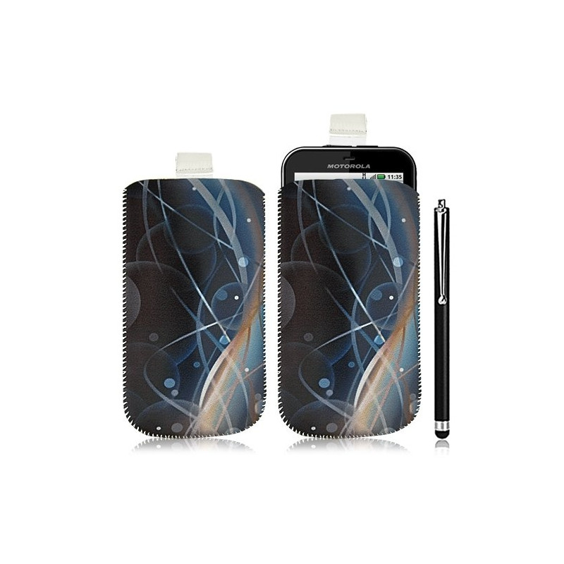 Housse coque étui pochette pour Motorola Defy avec motif HF10 + Stylet luxe