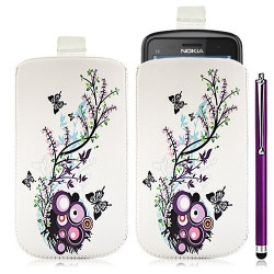 Housse coque étui pochette pour Nokia C6-01 avec motif HF01 + stylet luxe