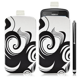 Housse coque étui pochette pour Nokia C6-01 avec motif HF04 + stylet luxe