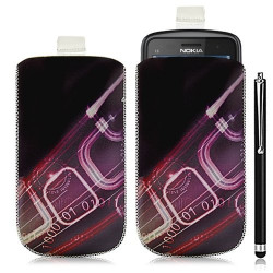 Housse coque étui pochette pour Nokia C6-01 avec motif HF07 + stylet luxe