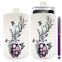 Housse coque étui pochette pour Nokia E7 avec motif HF01 + stylet luxe