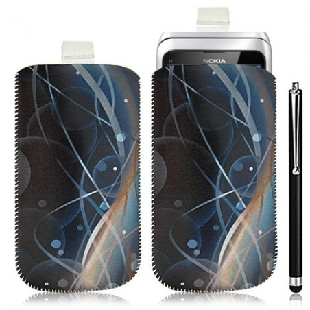 Housse coque étui pochette pour Nokia E7 avec motif HF10+ stylet luxe