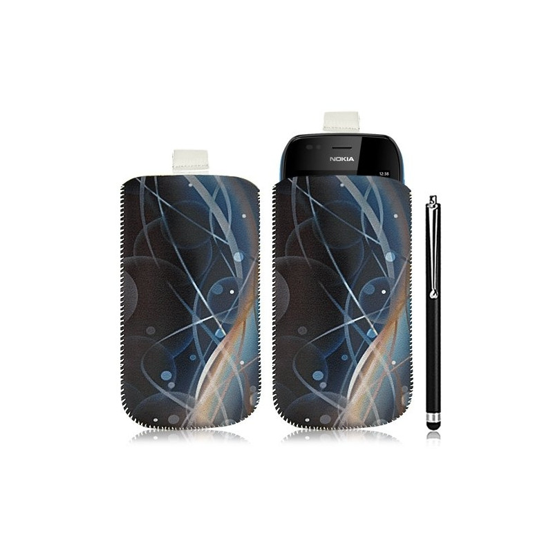 Housse coque étui pochette pour Nokia Lumia 710 avec motif HF10+ stylet luxe