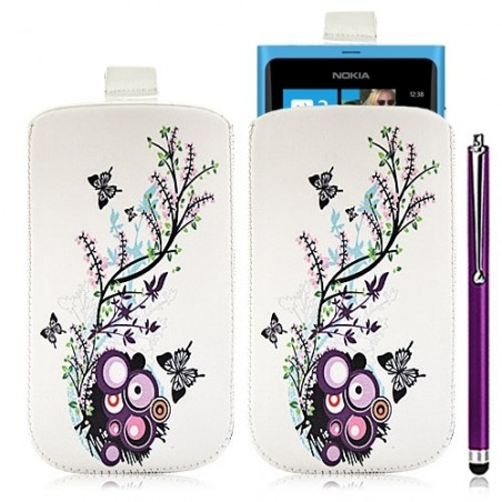 Housse coque étui pochette pour Nokia Lumia 800 avec motif HF01+ stylet luxe