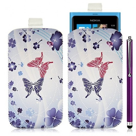 Housse coque étui pochette pour Nokia Lumia 800 avec motif HF06+ stylet luxe