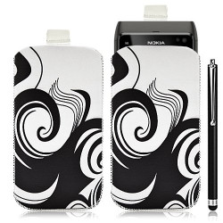 Housse coque étui pochette pour Nokia N8 avec motif HF04+ stylet luxe