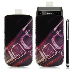 Housse coque étui pochette pour Nokia N8 avec motif HF07+ stylet luxe