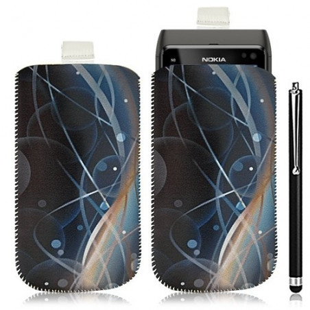 Housse coque étui pochette pour Nokia N8 avec motif HF10+ stylet luxe